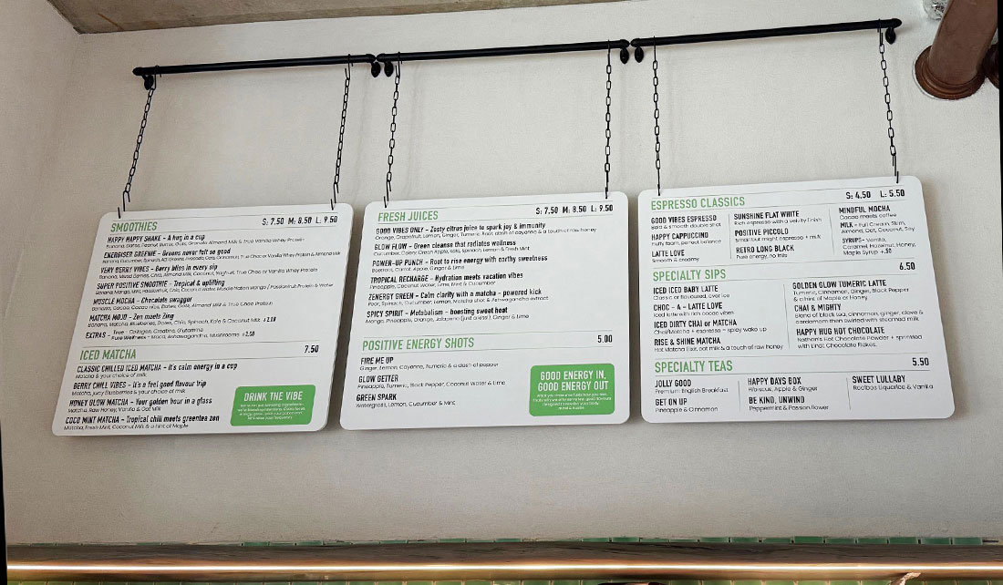 Hanging Rail Menu Boards