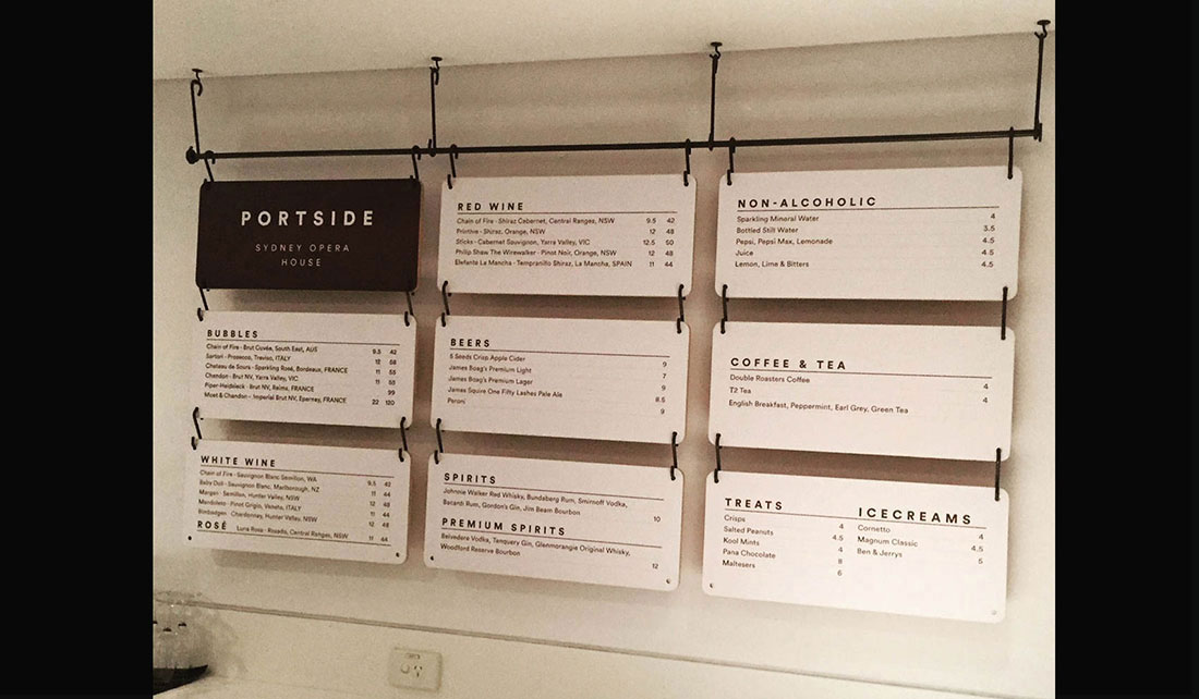 Sydney Opera House Menu Boards